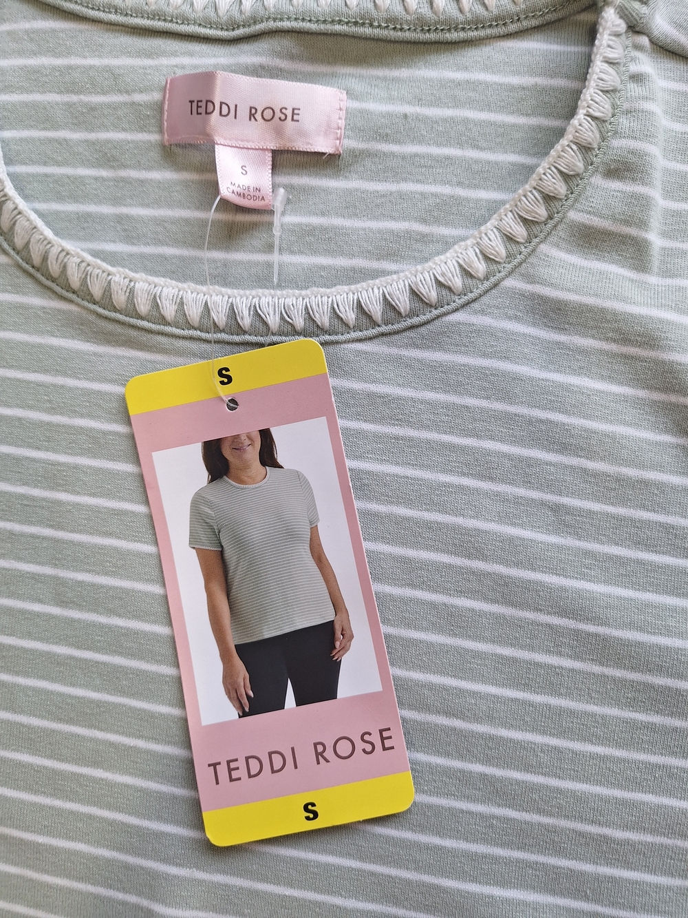 Women's Sage Cotton Stripe Short-Sleeve Top